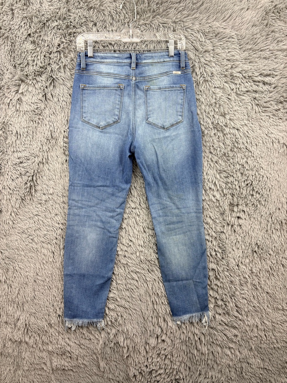 Kancan Kirstie Jeans Womens 29 Blue High Rise Ankle Skinny Fringe Hem Distressed